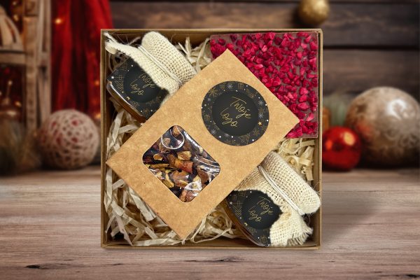 Zestaw Świąteczny - Herbata i słodkości - Twój projekt, twoje logo - Wzór 2 - Złota Elegancja