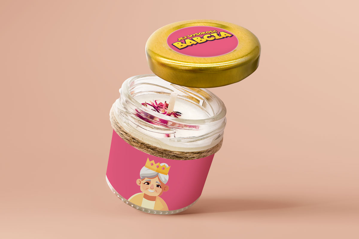 Świeca - Prezent na Dzień Babci i Dziadka - Wzór 1 - Jej Wysokość Babcia