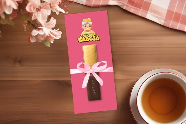 Czekoladka Merci - Prezent na Dzień Babci i Dziadka - Wzór 1 - Jej Wysokość Babcia