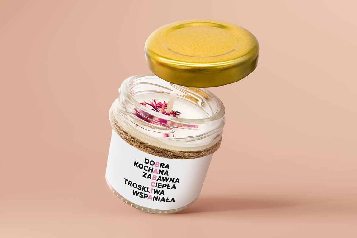 Świeca - Prezent na Dzień Babci i Dziadka - Wzór 2 - Krzyżówka