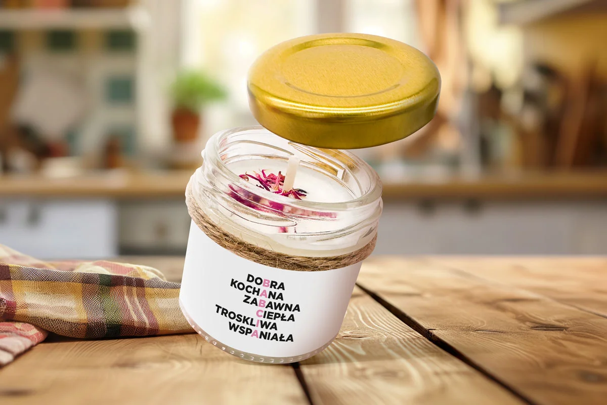 Świeca - Prezent na Dzień Babci i Dziadka - Wzór 2 - Krzyżówka