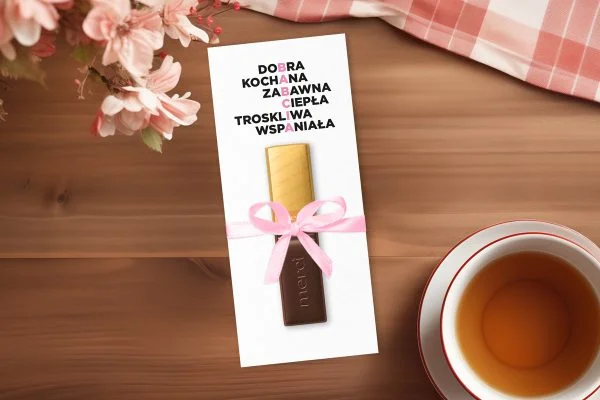 Czekoladka Merci - Prezent na Dzień Babci i Dziadka - Wzór 2 - Krzyżówka