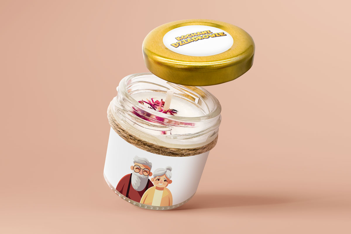 Świeca - Prezent na Dzień Babci i Dziadka - Wzór 3 - Dziadkowie