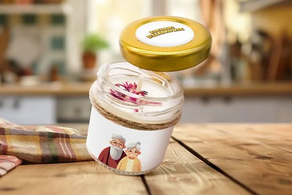 Świeca - Prezent na Dzień Babci i Dziadka - Wzór 3 - Dziadkowie