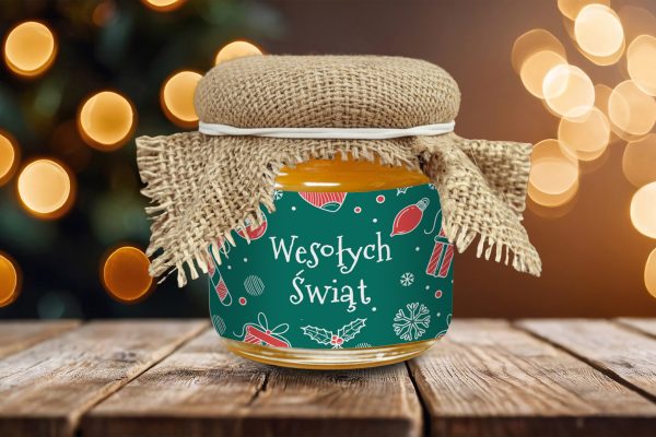 Miodek z jutą - Prezent na Mikołajki - Wzór 7 - Zieleń Świąt