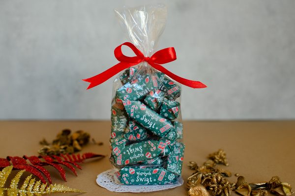 Zestaw Mikołajkowy z krówkami w celofanie - Wzór 7 - Zieleń świąt