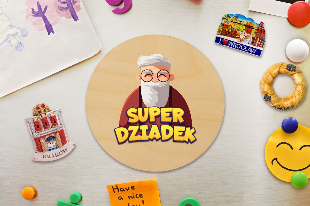 Magnes - Prezent na Dzień Babci i Dziadka - Wzór 5 - Super Dziadek