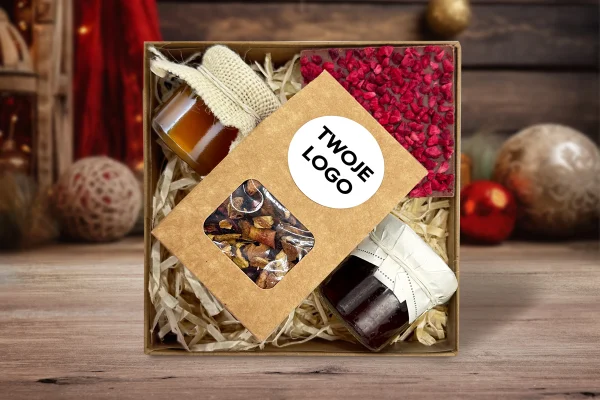 Zestaw Świąteczny - Herbata, konfitura i słodkości - Twój projekt, twoje logo
