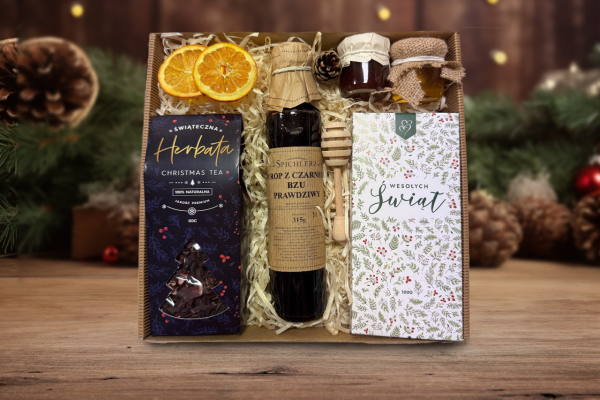 Zestaw Świąteczny - Prezent na Święta - Miód, Syrop, Herbata, Czekolada, Konfitura