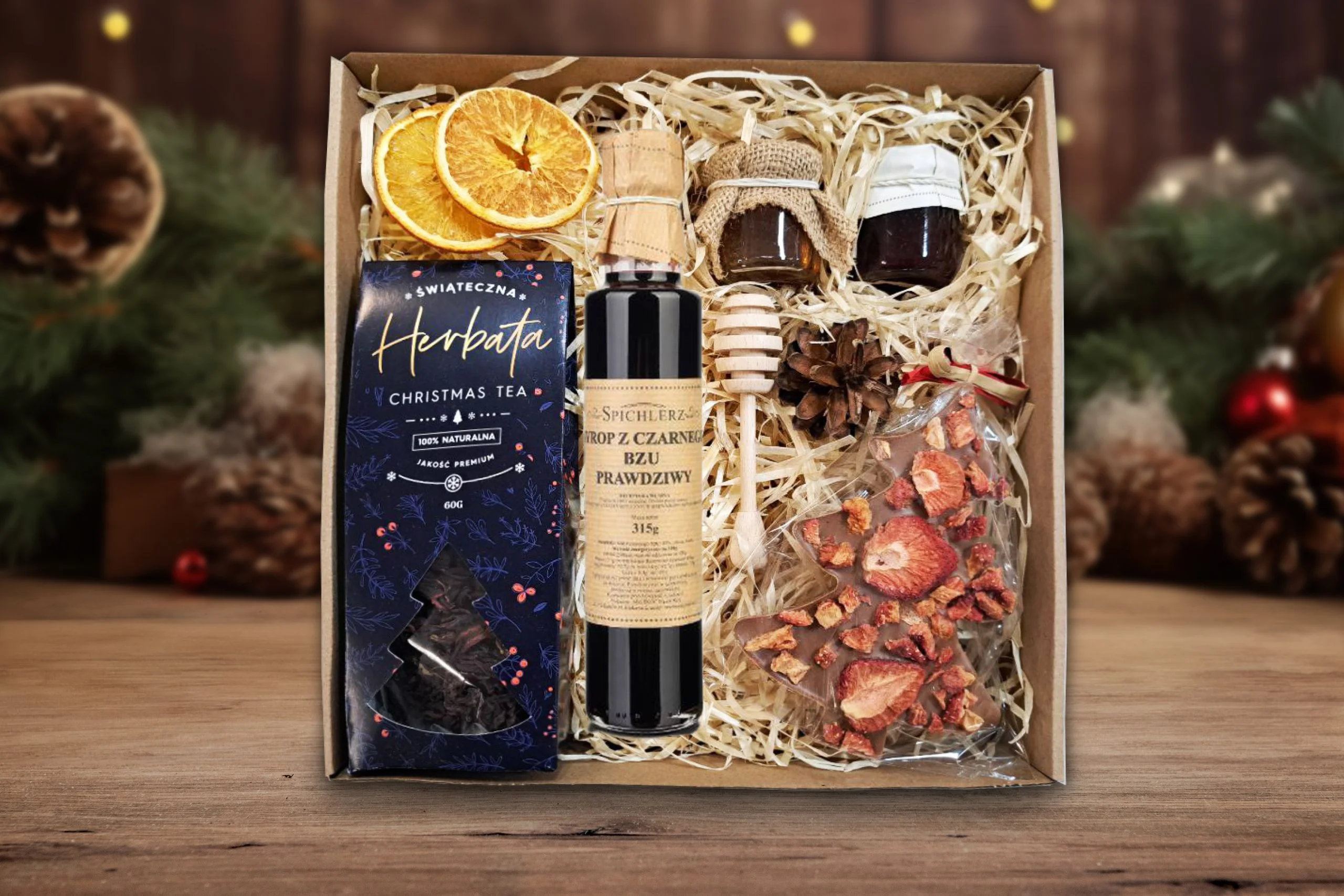 Zestaw Świąteczny - Prezent na Święta - Miód, Syrop, Herbata, Czekolada, Konfitura
