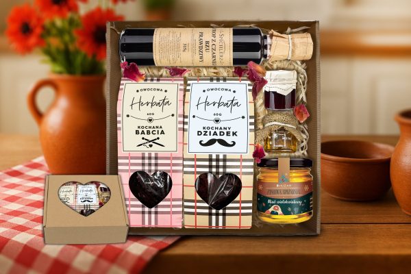 Zestaw Prezentowy 6 - dla Babci i Dziadka - Herbaty, syrop, konfitury, miód