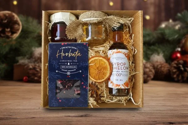 Zestaw Świąteczny - Prezent na Święta - Herbata, miód, syrop, konfitura