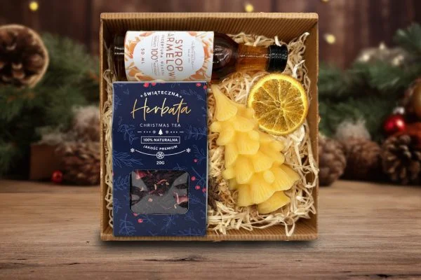Zestaw Świąteczny - Prezent na Święta - Herbata, świeczka, syrop