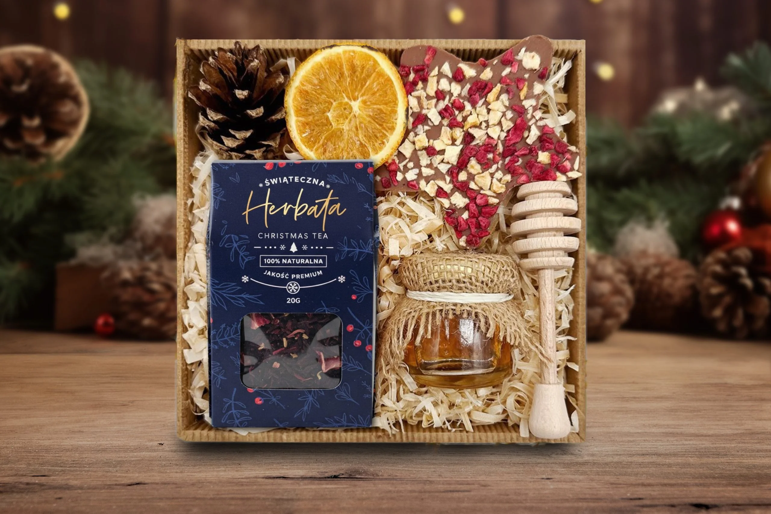 Zestaw Świąteczny - Prezent na Święta - Miód, herbata, czekolada, czerpak