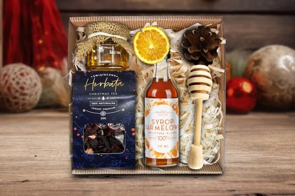 Zestaw Świąteczny - Prezent na Święta - Miód, herbata, syrop, czerpak