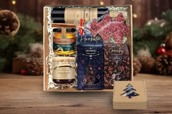 Zestaw Świąteczny - Prezent na Święta - Miód, Syrop, Herbata, Czekolada, Orzechy, Żurawina