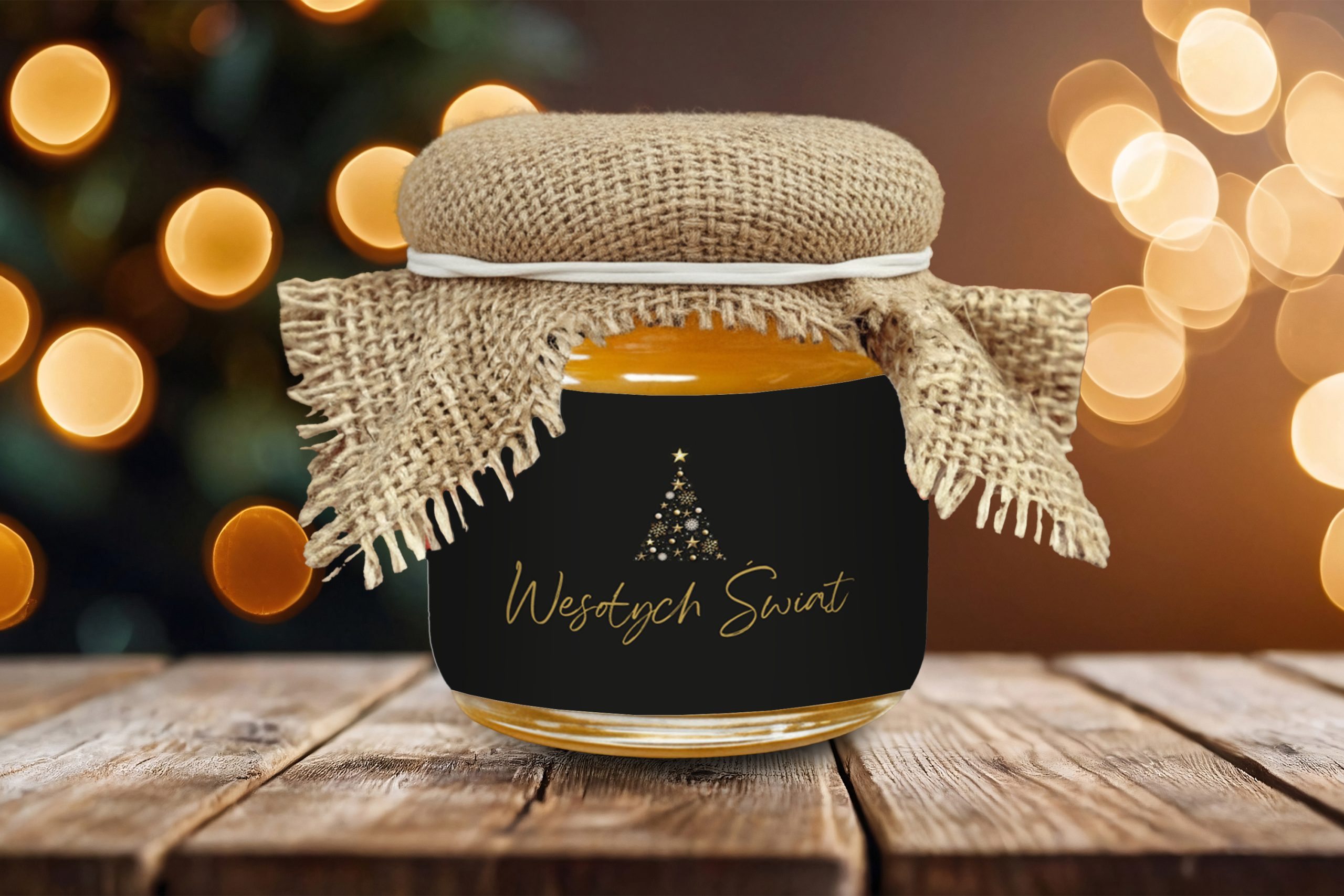 Miodek z jutą - Prezent na Mikołajki - Wzór 3 - Choinka