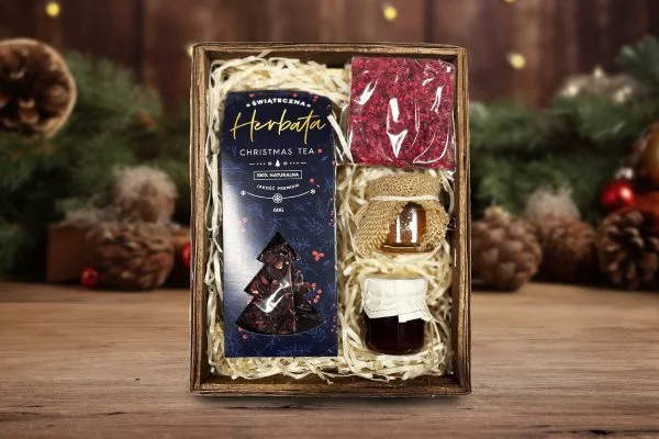 Zestaw Świąteczny - Prezent na Święta - Miód, Konfitura, Czekolada, Herbata