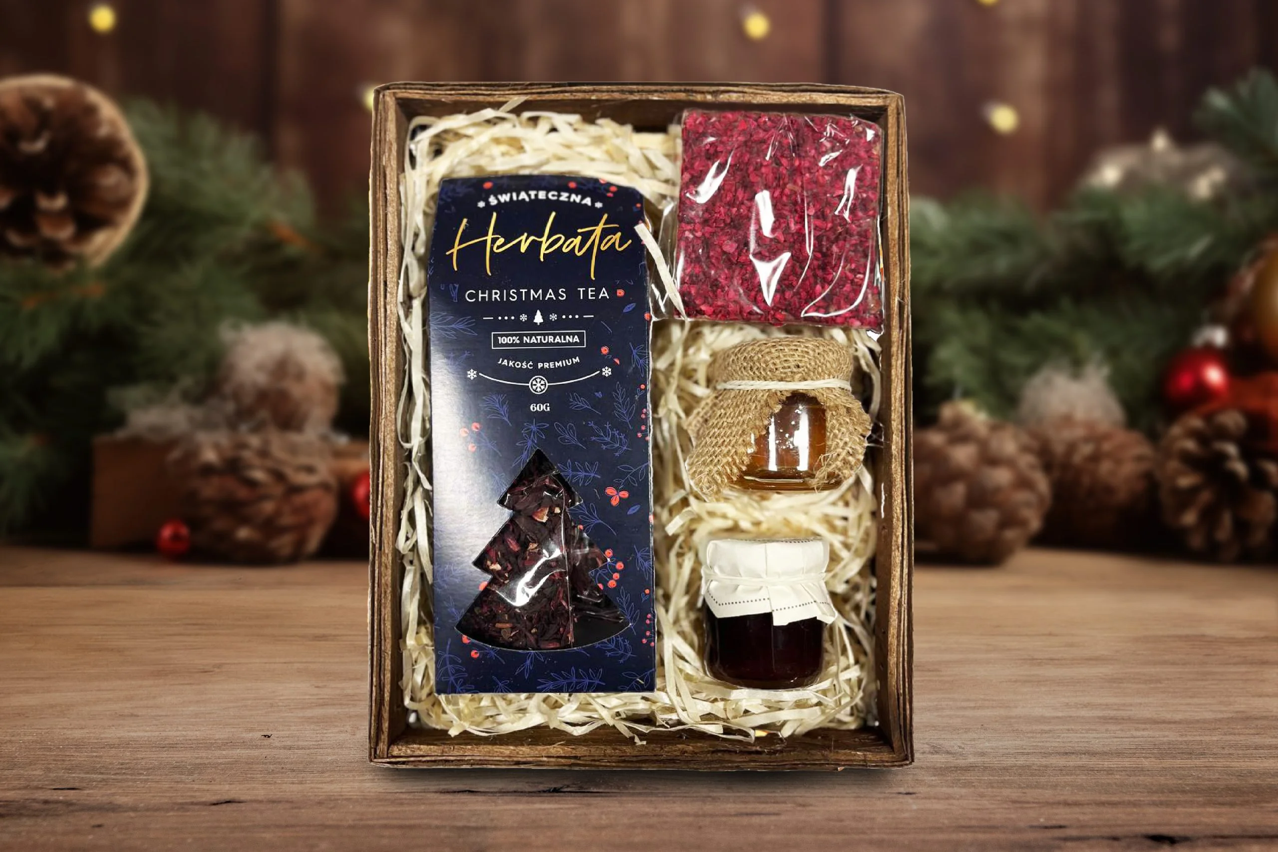 Zestaw Świąteczny - Prezent na Święta - Miód, Konfitura, Czekolada, Herbata