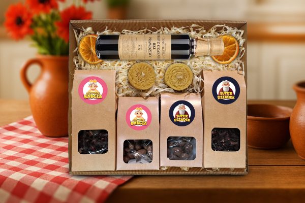 Zestaw Prezentowy - Prezent na Dzień Babci i Dziadka - Herbatki, świeczki, syrop, orzechy