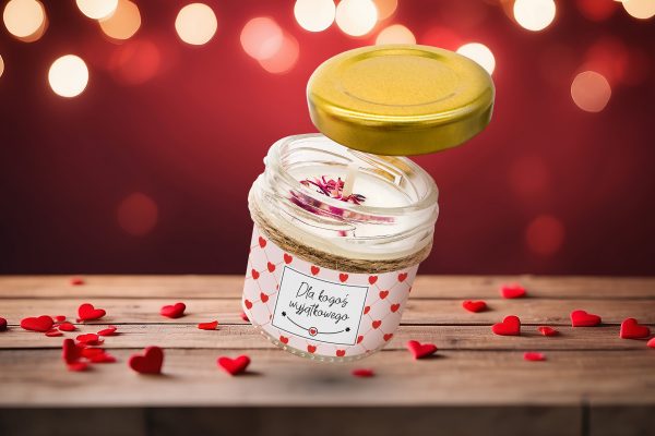 Świeca - Prezent na Walentynki - Wzór - Serduszka