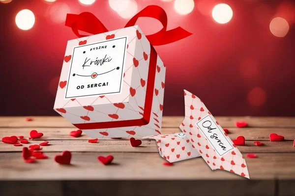 Krówki w pudełeczku - Walentynki - Wzór - Serduszka