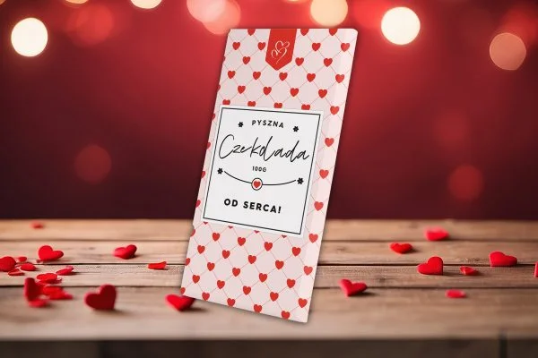 Czekolada - Prezent na Walentynki - Wzór - Serduszka