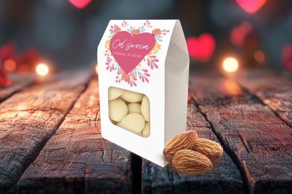 Migdały w białej czekoladzie 30g - Prezent na Walentynki - Od serca