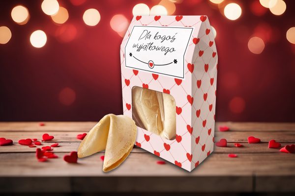 Ciasteczko z wróżbą w pudełeczku - Prezent na Walentynki - Serduszka