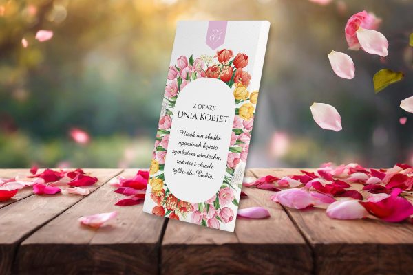 Czekolada - Prezent na Dzień Kobiet - Wzór - Kolorowe tulipany