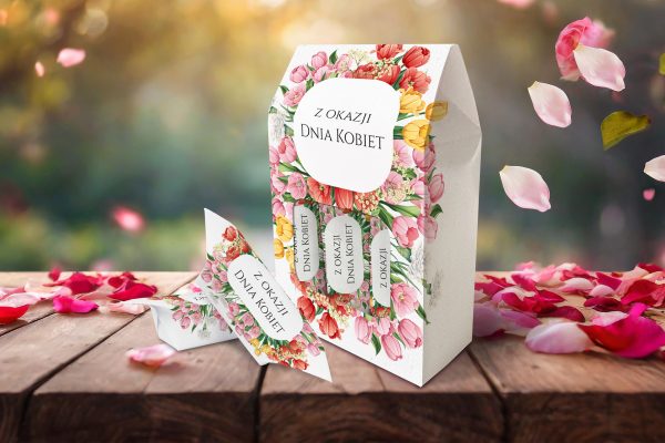 Pudełko z 6 krówkami - Prezent na Dzień Kobiet - Kolorowe tulipany