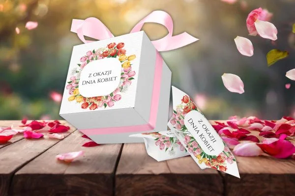 Krówki w pudełeczku - Prezent na Dzień Kobiet - Wianek tulipanów