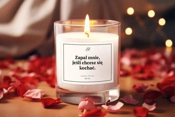 Świeca zapachowa - Prezent na Walentynki - Wzór - Zapal mnie