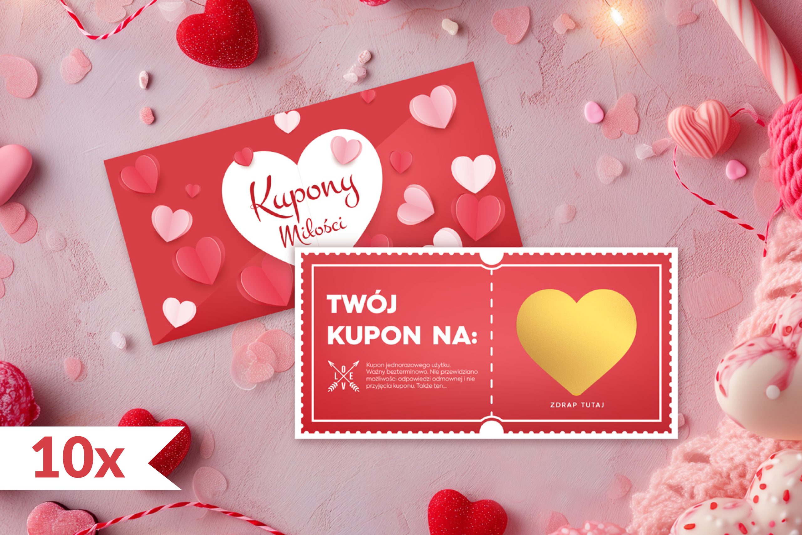 10x Kupony miłości - Zdrapki - Prezent na Walentynki