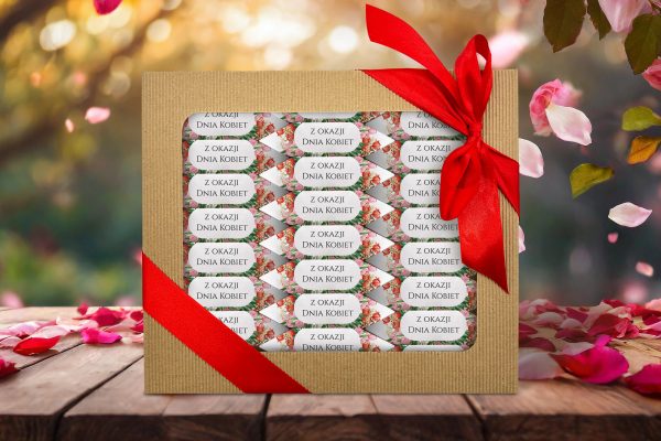 Box prezentowy na Dzień Kobiet - Eleganckie 32 krówki - Wzór - Wianek Tulipanów