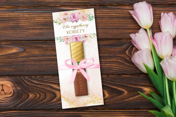 Czekoladka Merci - Dzień Kobiet - Wzór - Pudrowy ogród